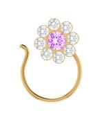 Purple Designer Classic Floral Wedding Gold Plated Nose Ring