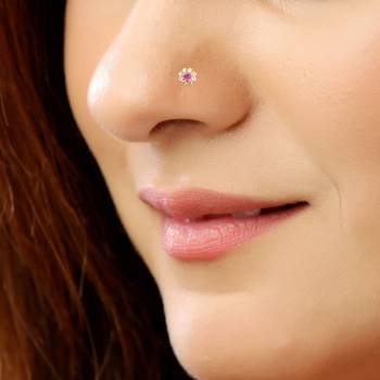 Purple Designer Classic Floral Wedding Gold Plated Nose Ring 2