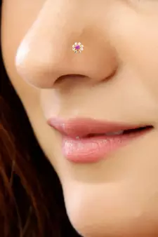 Purple Designer Classic Floral Wedding Gold Plated Nose Ring