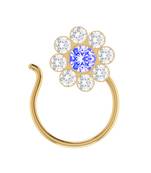Blue Designer Classic Floral Wedding Gold Plated Nose Ring