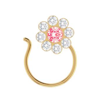 Designer Floral Pink gold plated nose ring or nose pin 1
