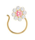 Designer Floral Pink gold plated nose ring or nose pin