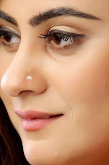 White Designer Classic Floral Wedding Gold Plated Nose Ring