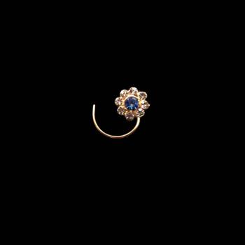 Blue Designer Classic Floral Wedding Gold Plated Nose Ring 1