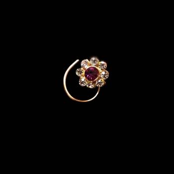 Designer Purple Diamond Floral nose ring or Nose Pin 1