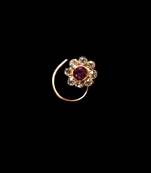 Designer Purple Diamond Floral nose ring or Nose Pin