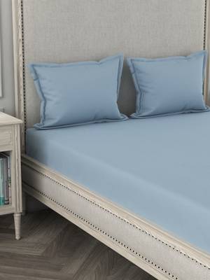 ROSARA HOME Light Blue Solid 210 TC 1 Double Bedsheet with 2 Pillow Covers 3