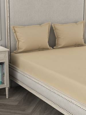 ROSARA HOME Light Beige Solid 210 TC 1 Double Bedsheet with 2 Pillow Covers 3