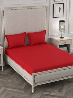 ROSARA HOME Red Solid 210 TC 1 Double Bedsheet with 2 Pillow Covers 1