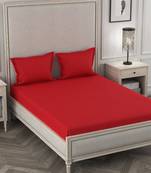 ROSARA HOME Red Solid 210 TC 1 Double Bedsheet with 2 Pillow Covers