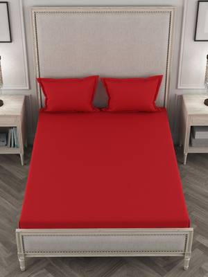 ROSARA HOME Red Solid 210 TC 1 Double Bedsheet with 2 Pillow Covers 5