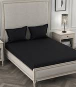ROSARA HOME Black Solid 210 TC 1 Double Bedsheet with 2 Pillow Covers