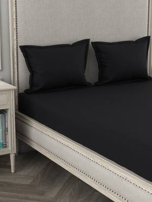 ROSARA HOME Black Solid 210 TC 1 Double Bedsheet with 2 Pillow Covers 3