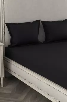 ROSARA HOME Black Solid 210 TC 1 Double Bedsheet with 2 Pillow Covers