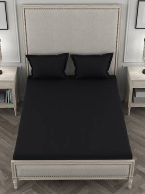 ROSARA HOME Black Solid 210 TC 1 Double Bedsheet with 2 Pillow Covers 5