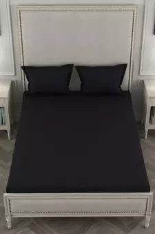 ROSARA HOME Black Solid 210 TC 1 Double Bedsheet with 2 Pillow Covers