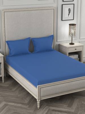 ROSARA HOME Dark Blue Solid 210 TC 1 Double Bedsheet with 2 Pillow Covers 1