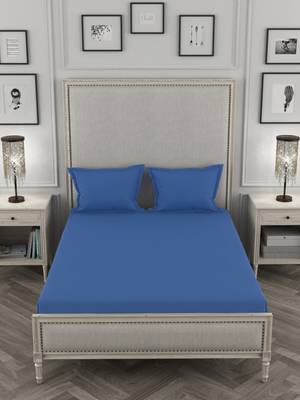 ROSARA HOME Dark Blue Solid 210 TC 1 Double Bedsheet with 2 Pillow Covers 2