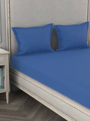 ROSARA HOME Dark Blue Solid 210 TC 1 Double Bedsheet with 2 Pillow Covers 3