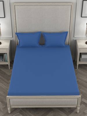 ROSARA HOME Dark Blue Solid 210 TC 1 Double Bedsheet with 2 Pillow Covers 5