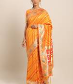 Mustard woven semi silk saree  with blouse