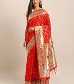Red woven semi silk saree  with blouse