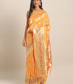 Mustard woven semi silk saree  with blouse