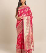 Pink woven semi silk saree  with blouse