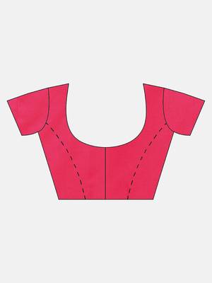 Pink woven semi silk saree  with blouse 3