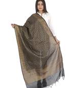 Karina Black Women's Banarasi Kora Silk Zari Dupatta