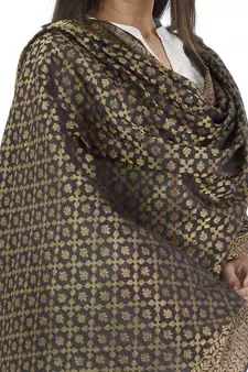 Karina Black Women's Banarasi Kora Silk Zari Dupatta