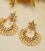 Pearl Crescent Kundan Earrings