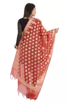 Madhuri Blue Women's Banarasi Kora Silk Zari Dupatta