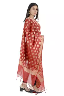 Madhuri Blue Women's Banarasi Kora Silk Zari Dupatta