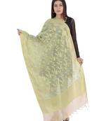 RANI Green Women's Banarasi Kora Silk Zari Dupatta