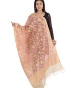 RANI Orange Women's Banarasi Kora Silk Zari Dupatta