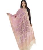 RANI Pink Women's Banarasi Kora Silk Zari Dupatta
