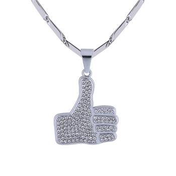 SilverPlated Adorable Classic Chain with Thumps Up Diamond Studded Pendant For Men and boy Jewellery 1