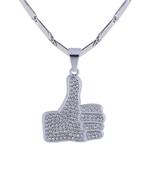 SilverPlated Adorable Classic Chain with Thumps Up Diamond Studded Pendant For Men and boy Jewellery