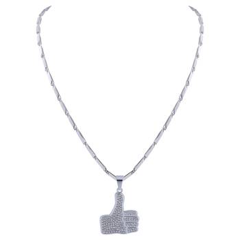 SilverPlated Adorable Classic Chain with Thumps Up Diamond Studded Pendant For Men and boy Jewellery 2