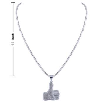 SilverPlated Adorable Classic Chain with Thumps Up Diamond Studded Pendant For Men and boy Jewellery 4