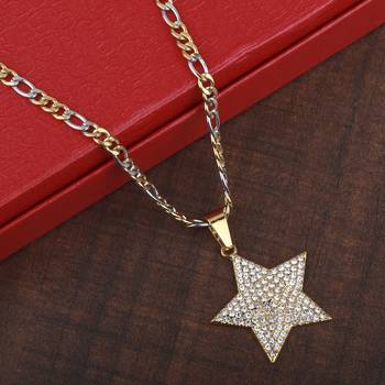 SilverPlated Attractive Figaro Chain With Star pendant With Diamond Studded For Men and boy Jewellery 1