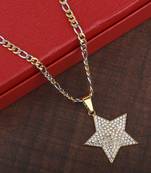 SilverPlated Attractive Figaro Chain With Star pendant With Diamond Studded For Men and boy Jewellery