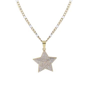 SilverPlated Attractive Figaro Chain With Star pendant With Diamond Studded For Men and boy Jewellery 2