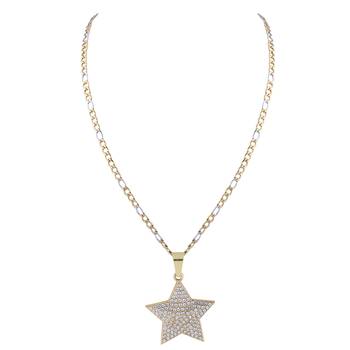 SilverPlated Attractive Figaro Chain With Star pendant With Diamond Studded For Men and boy Jewellery 3