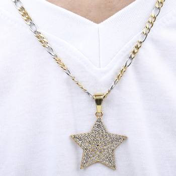 SilverPlated Attractive Figaro Chain With Star pendant With Diamond Studded For Men and boy Jewellery 4