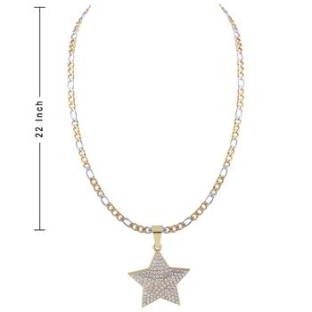 SilverPlated Attractive Figaro Chain With Star pendant With Diamond Studded For Men and boy Jewellery 5