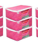 atorakushon Fabric 9 Piece Saree Cover Clothes Storage Bags Garments Wardrobe Organiser (Pink)