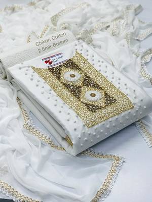 White hand embroidery cotton silk salwar 1