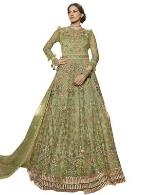Green embroidered net salwar 1